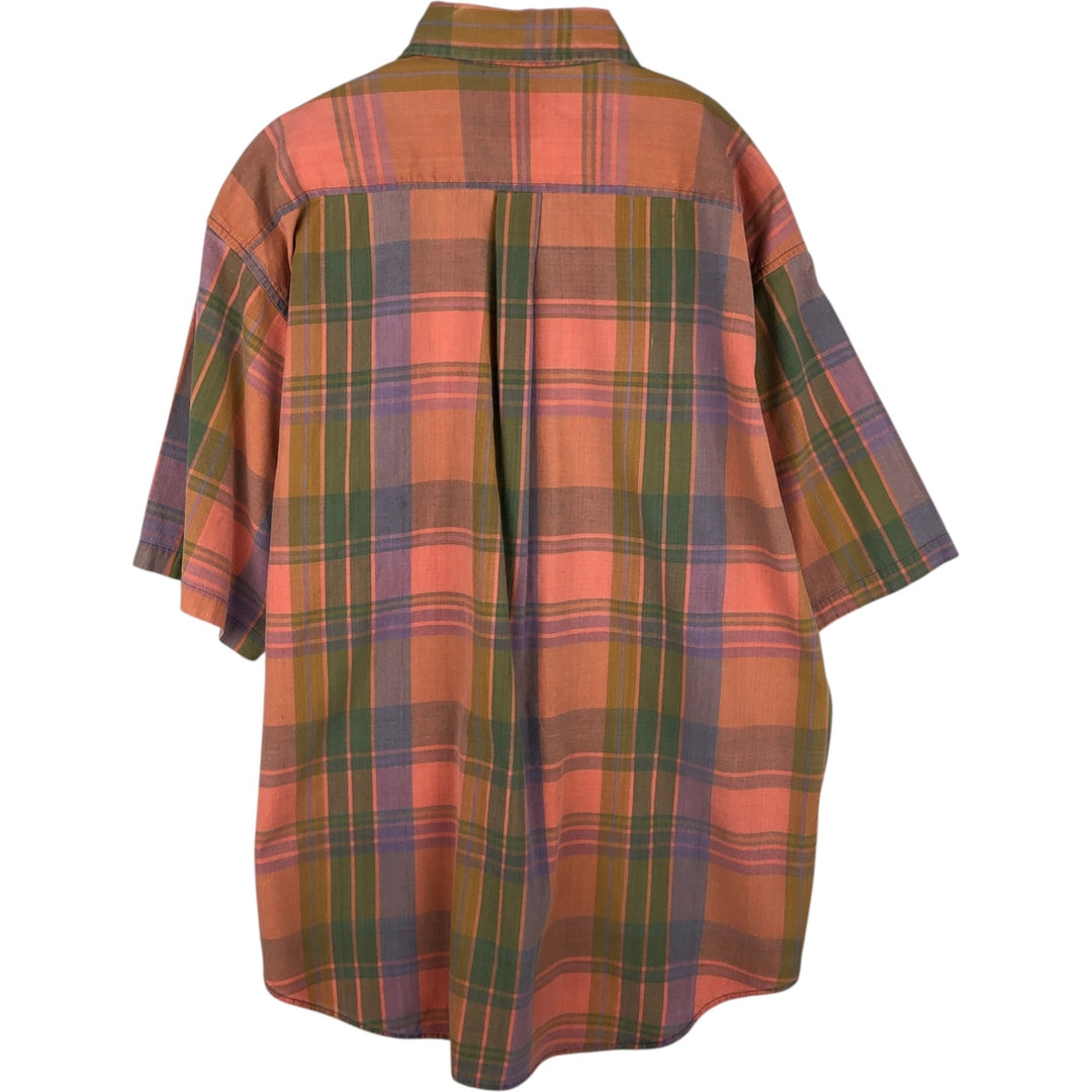 90'S GAP (Old GAP) Short-Sleeve Button-Down Check Shirt, Made in England, Men's Size M (Equivalent), Vintage cotton orange type Vintage Second Hand