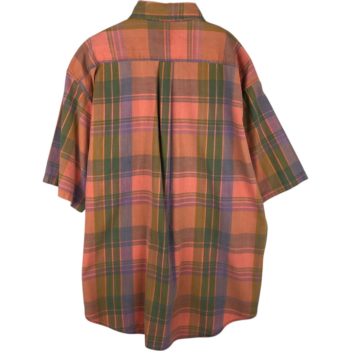 90'S GAP (Old GAP) Short-Sleeve Button-Down Check Shirt, Made in England, Men's Size M (Equivalent), Vintage cotton orange type Vintage Second Hand