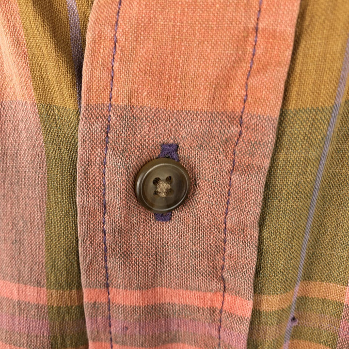 90'S GAP (Old GAP) Short-Sleeve Button-Down Check Shirt, Made in England, Men's Size M (Equivalent), Vintage cotton orange type Vintage Second Hand