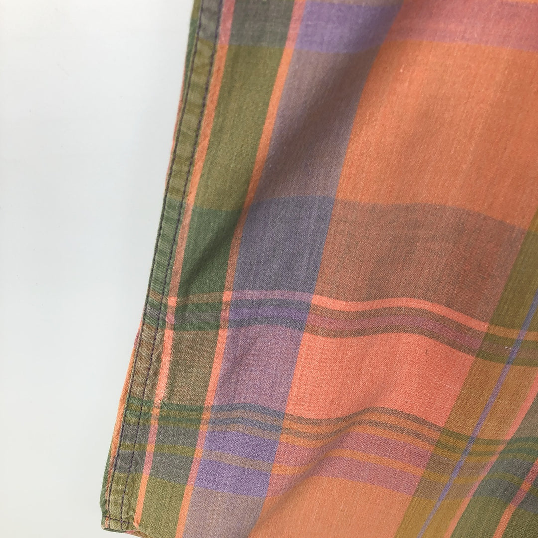 90'S GAP (Old GAP) Short-Sleeve Button-Down Check Shirt, Made in England, Men's Size M (Equivalent), Vintage cotton orange type Vintage Second Hand