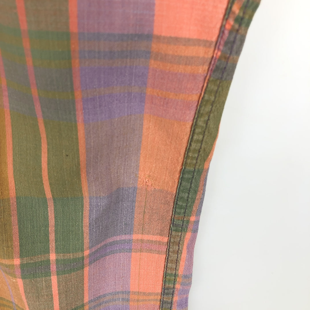 90'S GAP (Old GAP) Short-Sleeve Button-Down Check Shirt, Made in England, Men's Size M (Equivalent), Vintage cotton orange type Vintage Second Hand