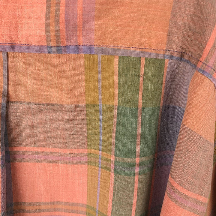 90'S GAP (Old GAP) Short-Sleeve Button-Down Check Shirt, Made in England, Men's Size M (Equivalent), Vintage cotton orange type Vintage Second Hand