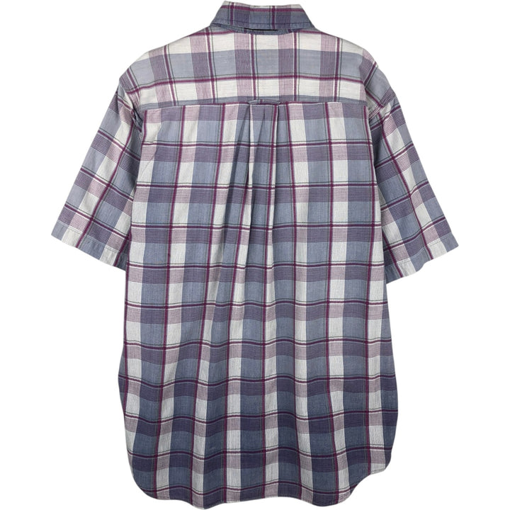 1980'S Eddie Bauer Black Tag Short-Sleeve Check Shirt, Men's Size M (Equivalent), Vintage cotton Blue type light blue Vintage Second Hand