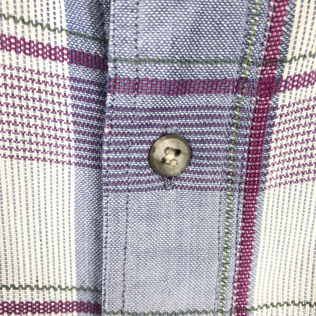 1980'S Eddie Bauer Black Tag Short-Sleeve Check Shirt, Men's Size M (Equivalent), Vintage cotton Blue type light blue Vintage Second Hand