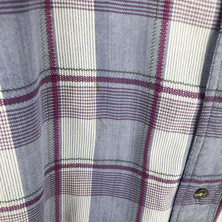 1980'S Eddie Bauer Black Tag Short-Sleeve Check Shirt, Men's Size M (Equivalent), Vintage cotton Blue type light blue Vintage Second Hand
