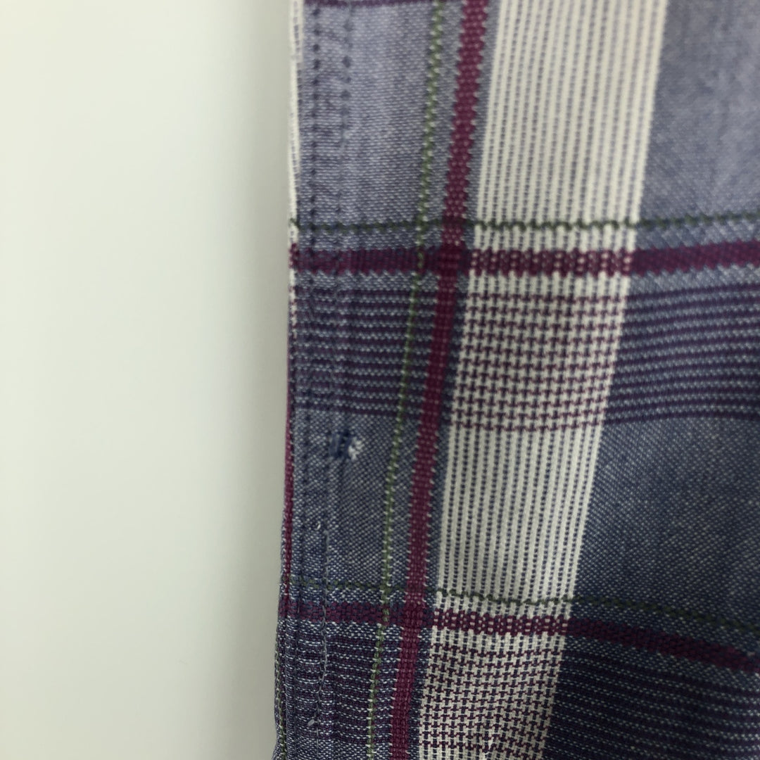 1980'S Eddie Bauer Black Tag Short-Sleeve Check Shirt, Men's Size M (Equivalent), Vintage cotton Blue type light blue Vintage Second Hand