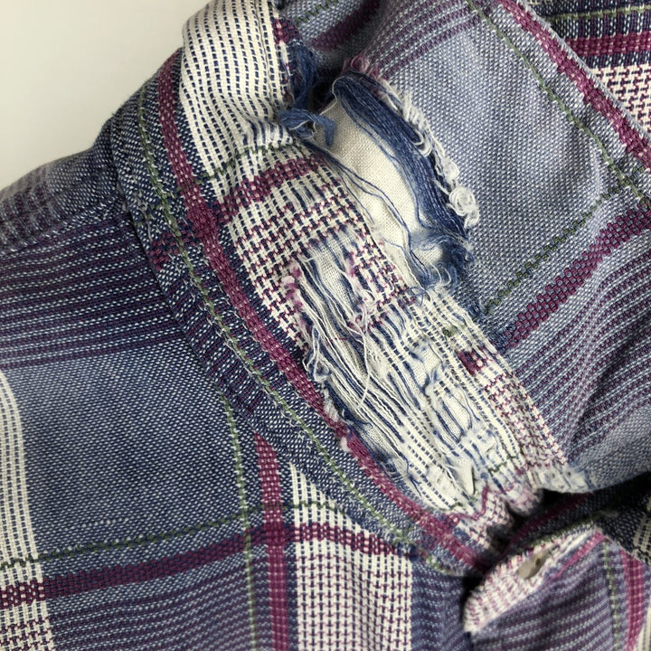 1980'S Eddie Bauer Black Tag Short-Sleeve Check Shirt, Men's Size M (Equivalent), Vintage cotton Blue type light blue Vintage Second Hand
