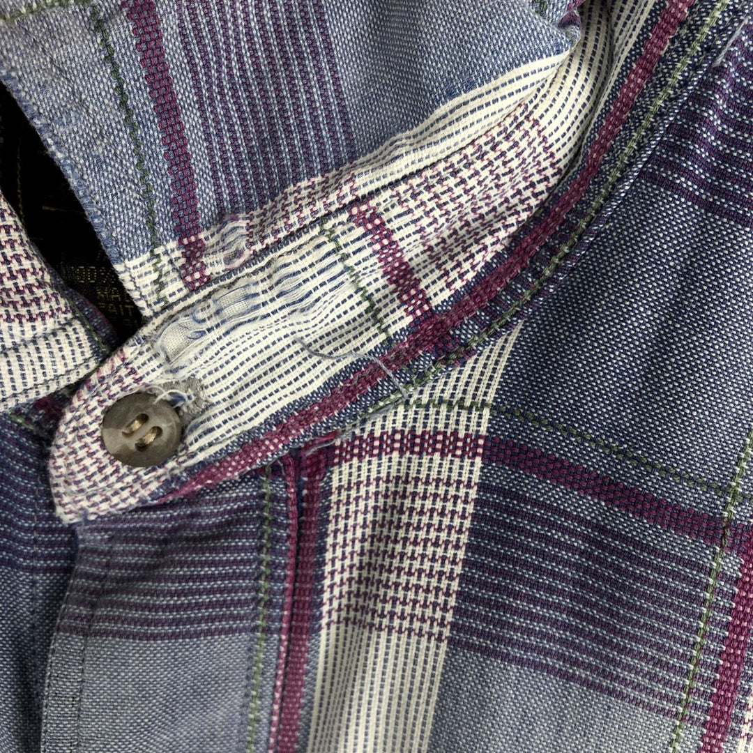 1980'S Eddie Bauer Black Tag Short-Sleeve Check Shirt, Men's Size M (Equivalent), Vintage cotton Blue type light blue Vintage Second Hand