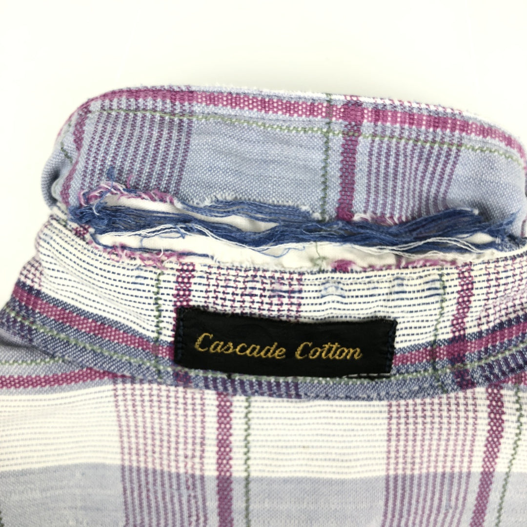 1980'S Eddie Bauer Black Tag Short-Sleeve Check Shirt, Men's Size M (Equivalent), Vintage cotton Blue type light blue Vintage Second Hand