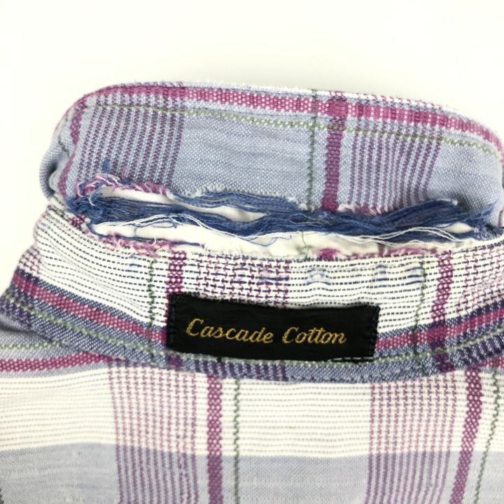 1980'S Eddie Bauer Black Tag Short-Sleeve Check Shirt, Men's Size M (Equivalent), Vintage cotton Blue type light blue Vintage Second Hand