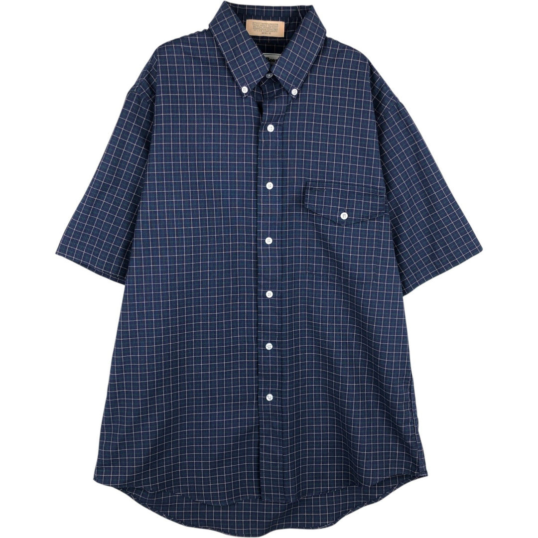 80s-90'S LLBean short sleeve button-down check shirt, men's size L, vintage cotton navy blue type Vintage Second Hand