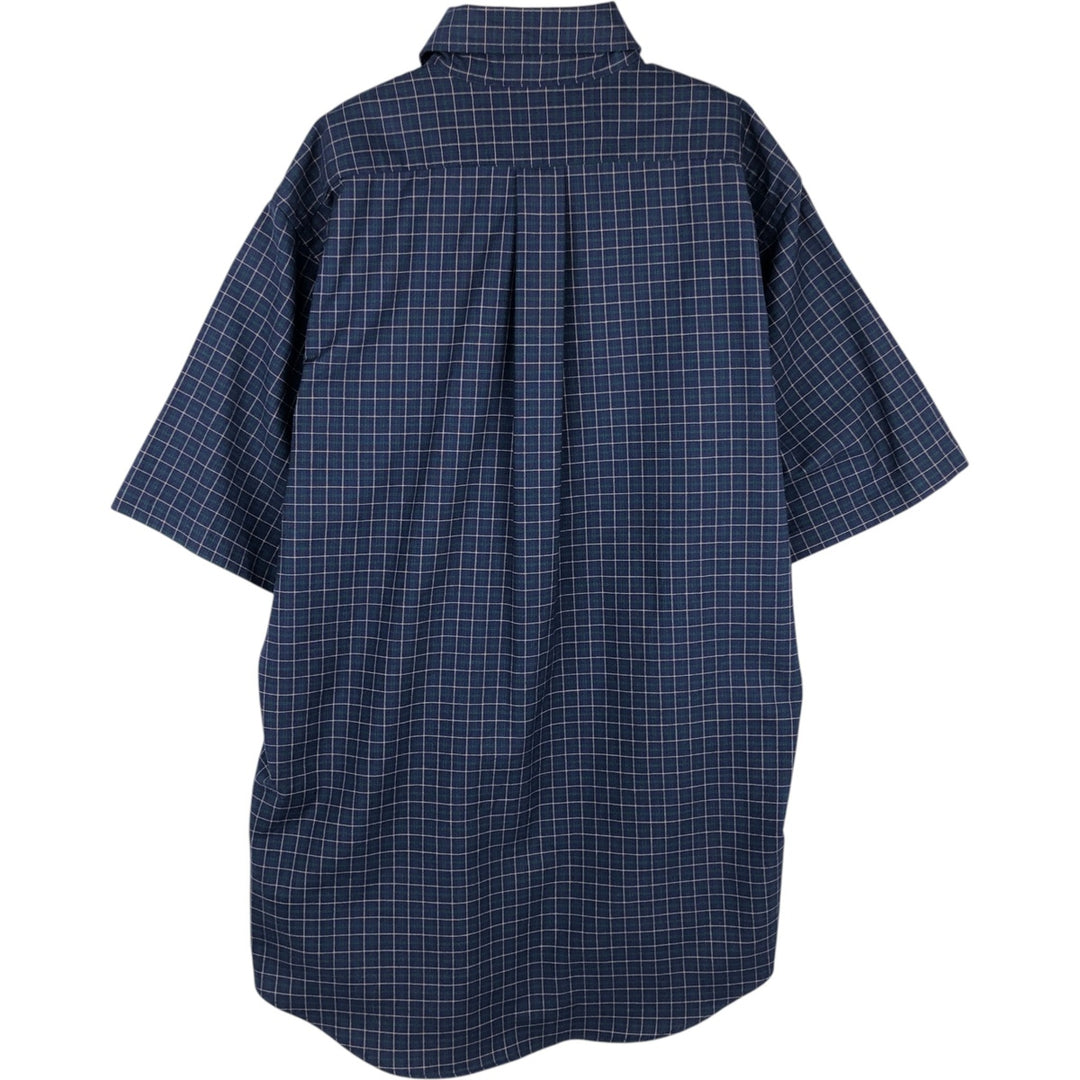 80s-90'S LLBean short sleeve button-down check shirt, men's size L, vintage cotton navy blue type Vintage Second Hand