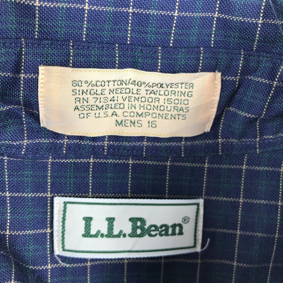 80s-90'S LLBean short sleeve button-down check shirt, men's size L, vintage cotton navy blue type Vintage Second Hand