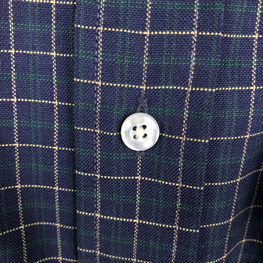 80s-90'S LLBean short sleeve button-down check shirt, men's size L, vintage cotton navy blue type Vintage Second Hand