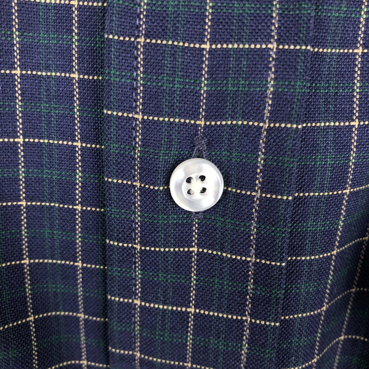 80s-90'S LLBean short sleeve button-down check shirt, men's size L, vintage cotton navy blue type Vintage Second Hand