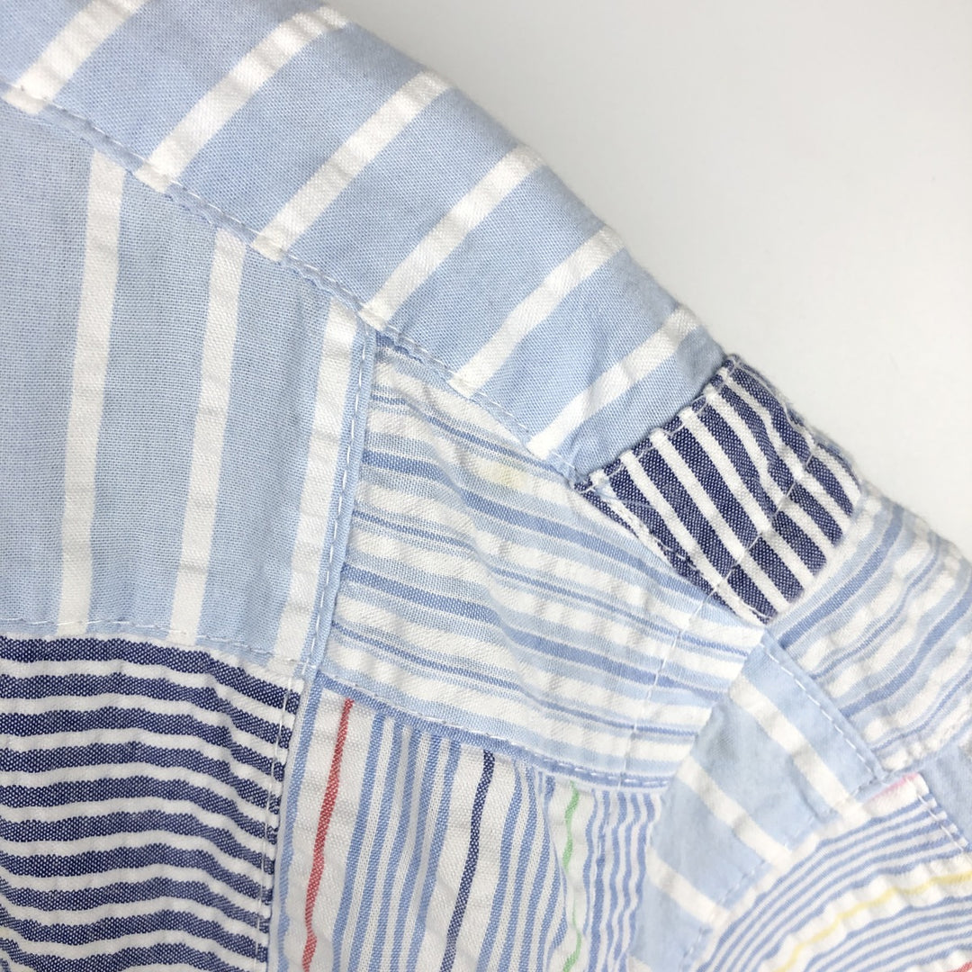 Brooks Brothers Est.1818 Patchwork Short Sleeve Button-Down Check Shirt, Men's Size L cotton Blue type light blue Vintage Second Hand