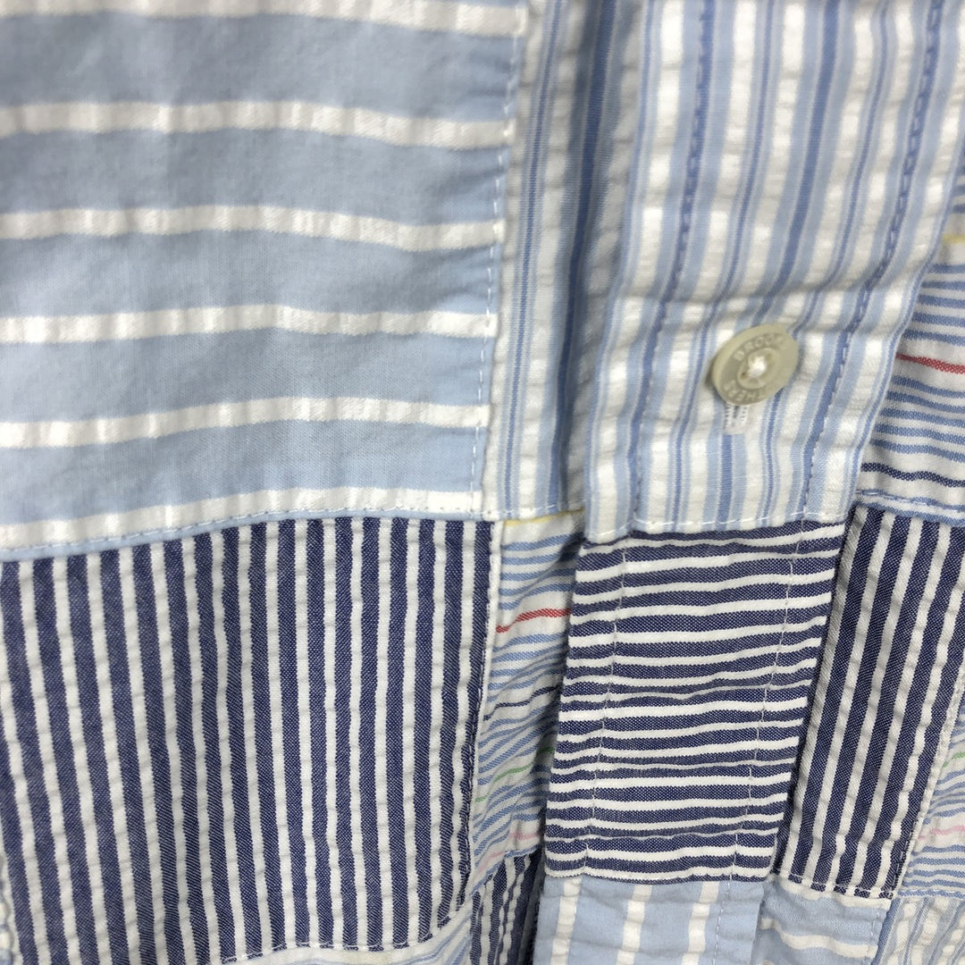 Brooks Brothers Est.1818 Patchwork Short Sleeve Button-Down Check Shirt, Men's Size L cotton Blue type light blue Vintage Second Hand