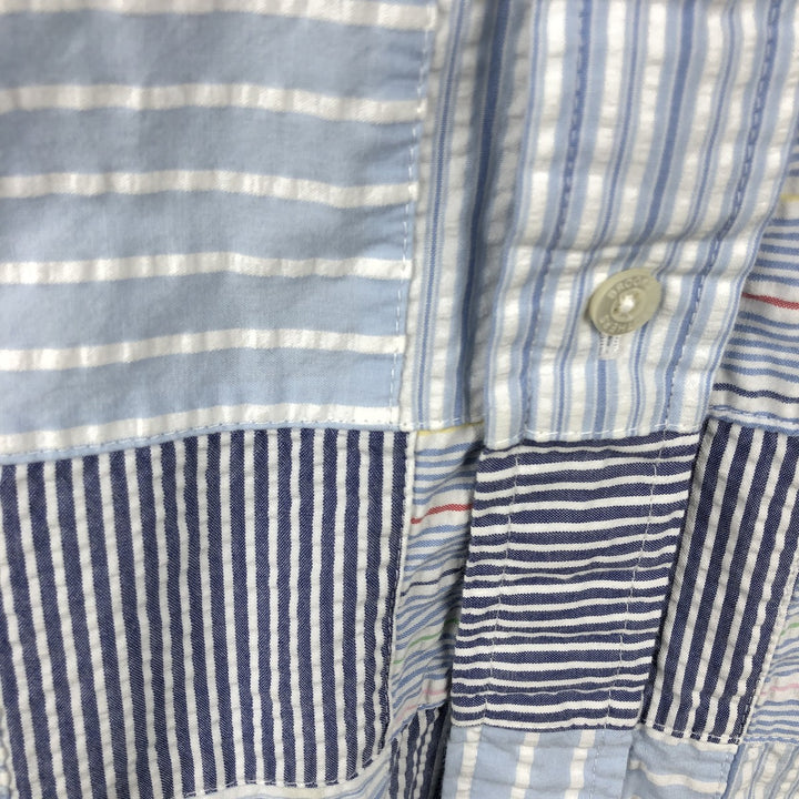 Brooks Brothers Est.1818 Patchwork Short Sleeve Button-Down Check Shirt, Men's Size L cotton Blue type light blue Vintage Second Hand
