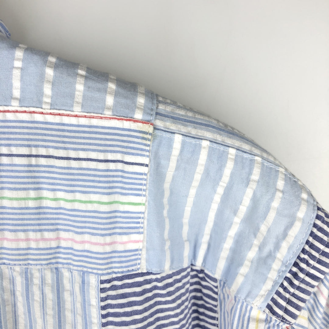 Brooks Brothers Est.1818 Patchwork Short Sleeve Button-Down Check Shirt, Men's Size L cotton Blue type light blue Vintage Second Hand