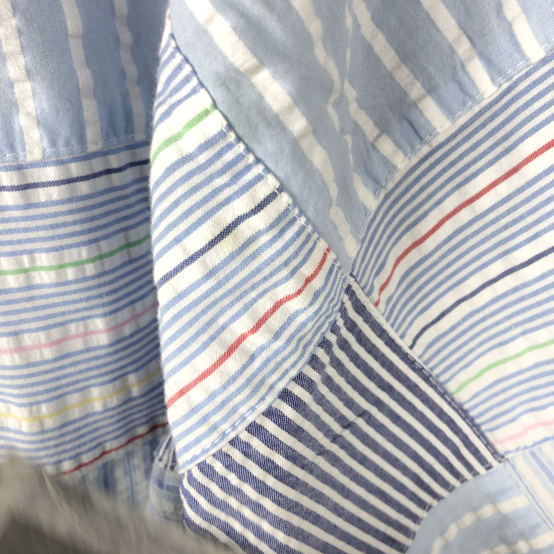 Brooks Brothers Est.1818 Patchwork Short Sleeve Button-Down Check Shirt, Men's Size L cotton Blue type light blue Vintage Second Hand