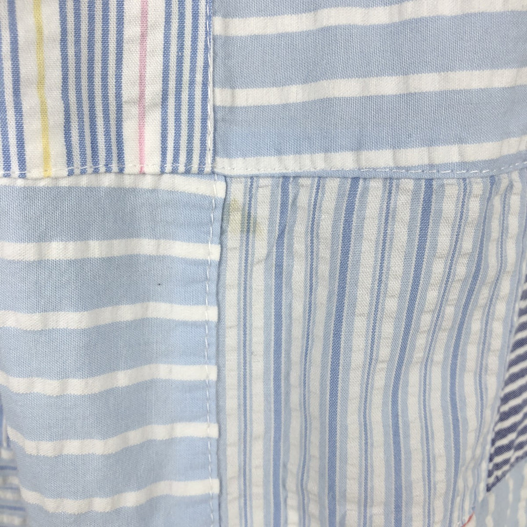 Brooks Brothers Est.1818 Patchwork Short Sleeve Button-Down Check Shirt, Men's Size L cotton Blue type light blue Vintage Second Hand
