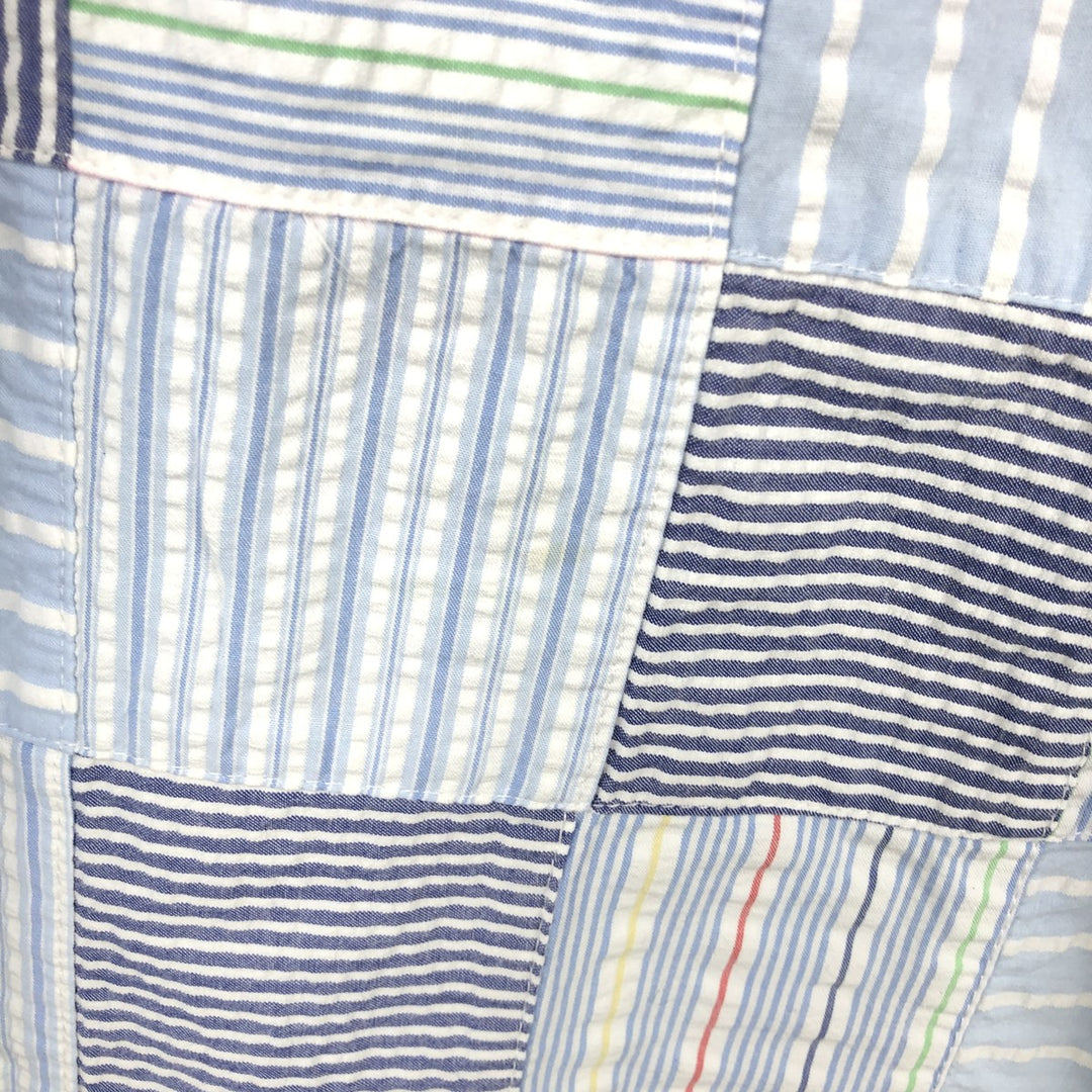 Brooks Brothers Est.1818 Patchwork Short Sleeve Button-Down Check Shirt, Men's Size L cotton Blue type light blue Vintage Second Hand
