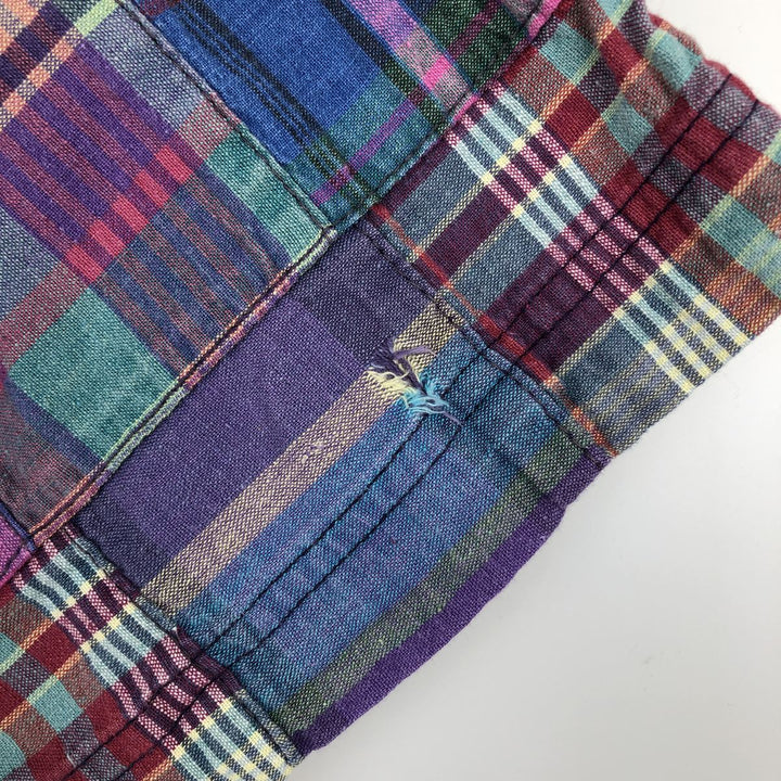 80s-90'S Eddie Bauer Black Tag Short-Sleeve Button-Down Check Shirt, Men's Size M (Equivalent), Vintage cotton blue type Vintage Second Hand