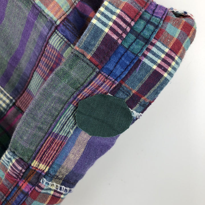 80s-90'S Eddie Bauer Black Tag Short-Sleeve Button-Down Check Shirt, Men's Size M (Equivalent), Vintage cotton blue type Vintage Second Hand
