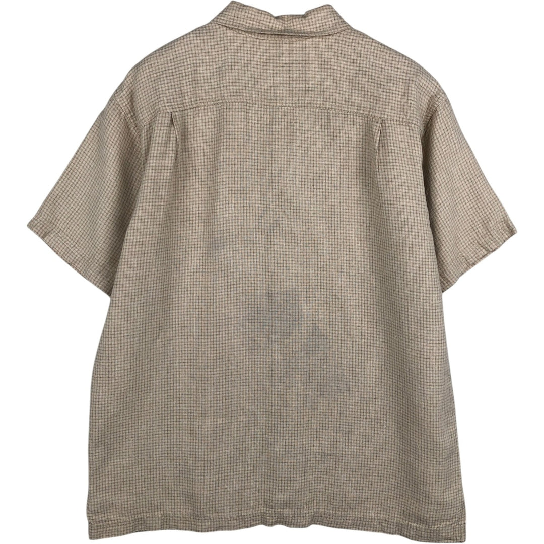 2000'S Patagonia 53135S8 Check Pattern Short-Sleeve Hemp Shirt, Men's Size L (approx.) Hemp Beige type Vintage Second Hand