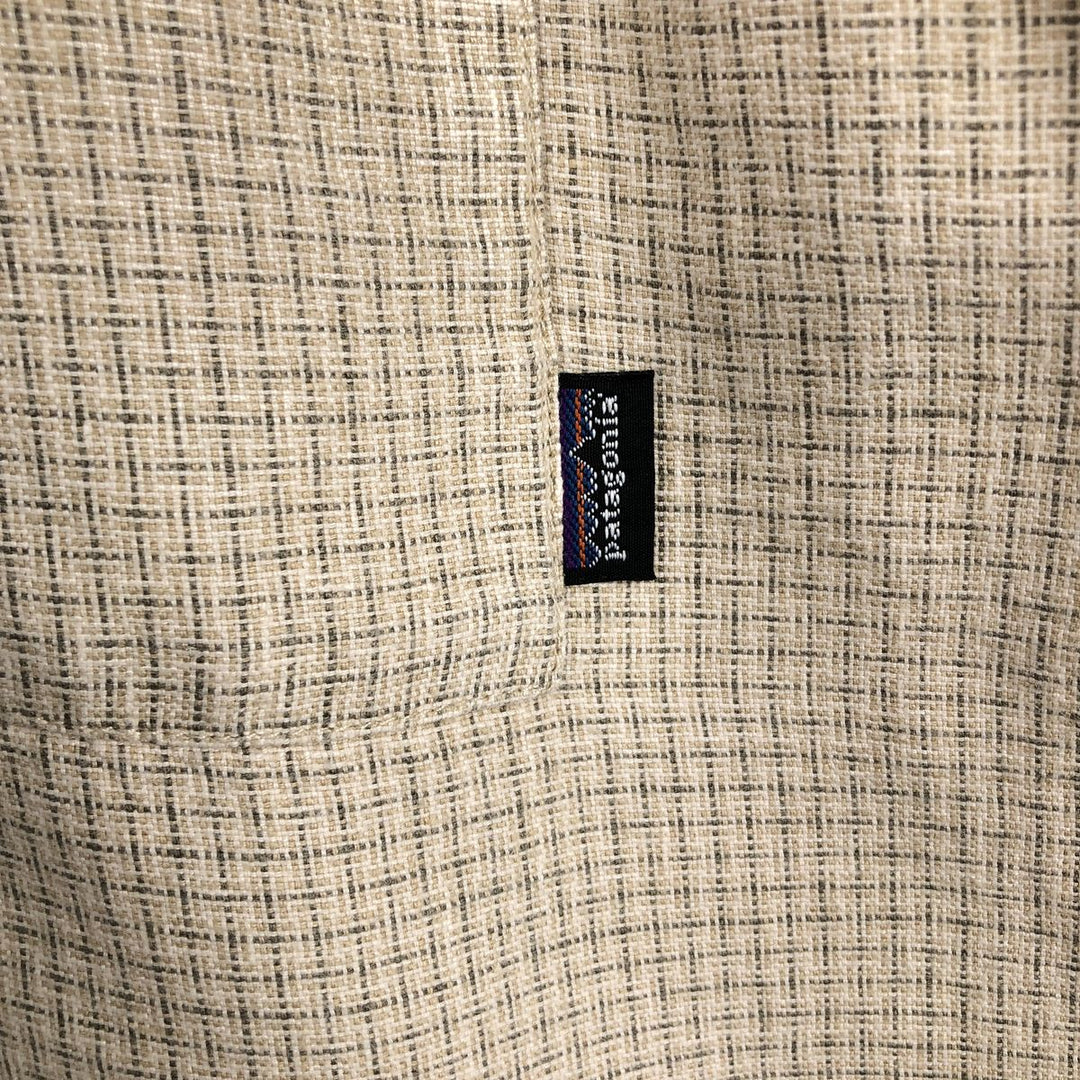 2000'S Patagonia 53135S8 Check Pattern Short-Sleeve Hemp Shirt, Men's Size L (approx.) Hemp Beige type Vintage Second Hand