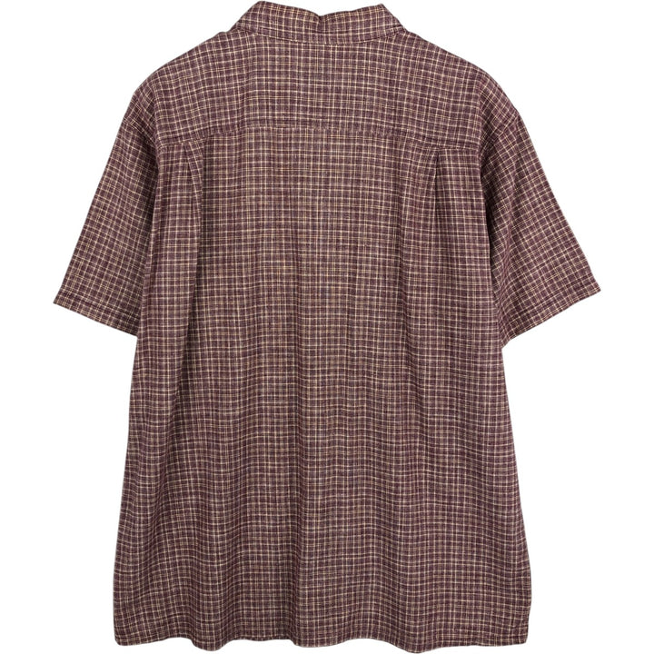 Patagonia 53139SP18 Check Pattern Short Sleeve Hemp x Organic Cotton Shirt, Men's XL (approx.) Organic cotton Red type red-purple Vintage Second Hand