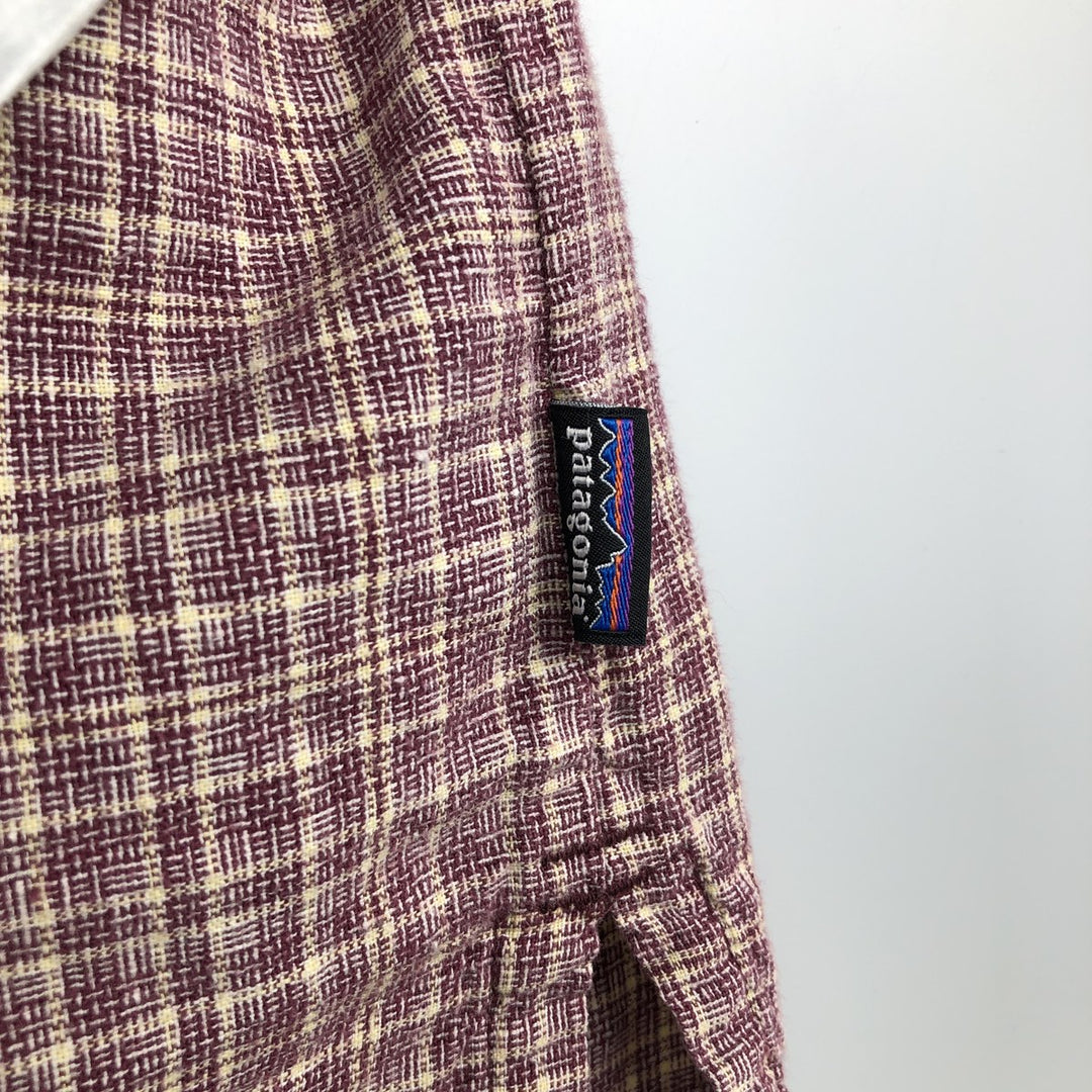 Patagonia 53139SP18 Check Pattern Short Sleeve Hemp x Organic Cotton Shirt, Men's XL (approx.) Organic cotton Red type red-purple Vintage Second Hand