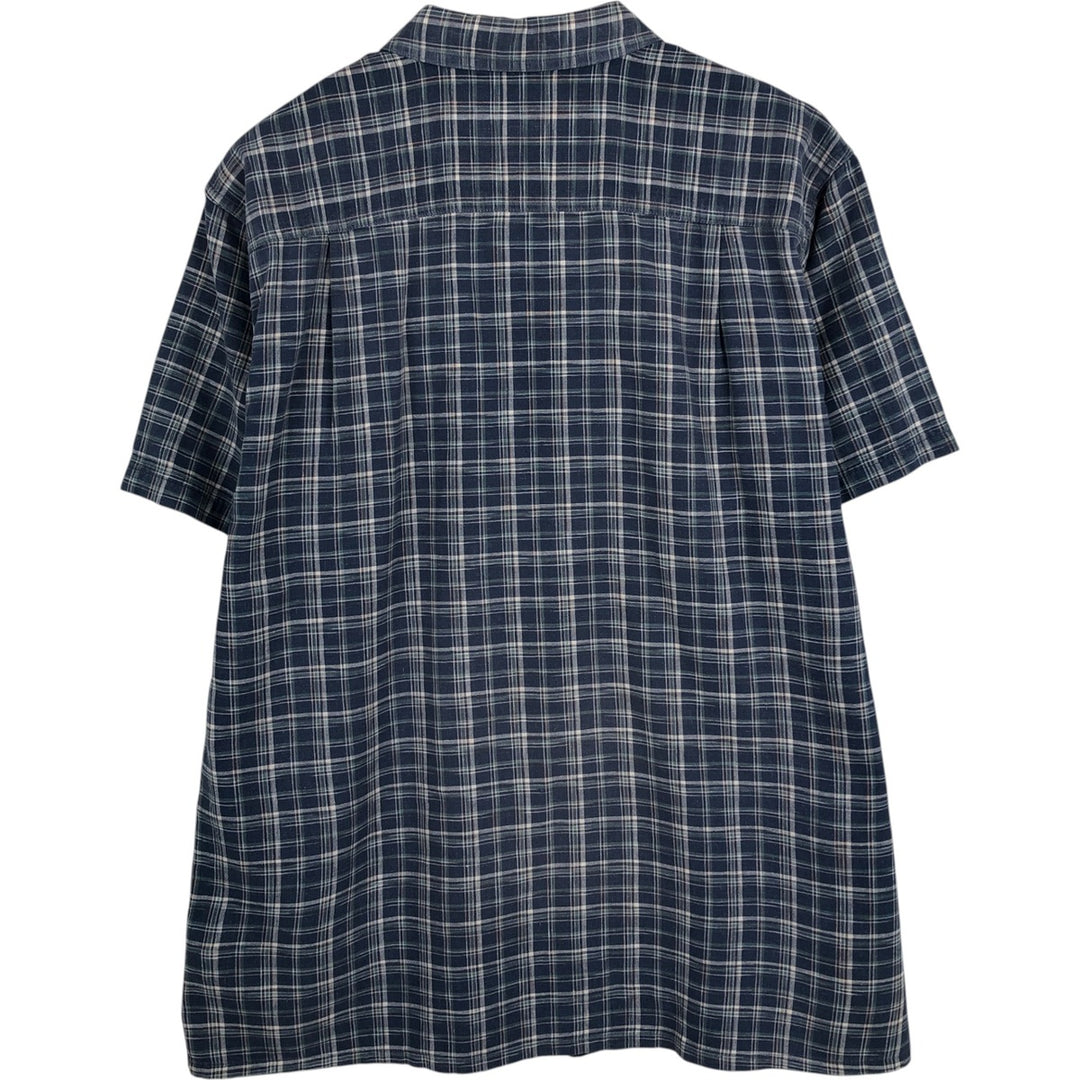 Patagonia 53139SP19 Check Pattern Short-Sleeve Hemp x Organic Cotton Shirt, Men's Size L (approx.) Organic cotton blue type Vintage Second Hand