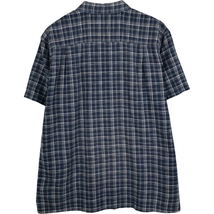 Patagonia 53139SP19 Check Pattern Short-Sleeve Hemp x Organic Cotton Shirt, Men's Size L (approx.) Organic cotton blue type Vintage Second Hand