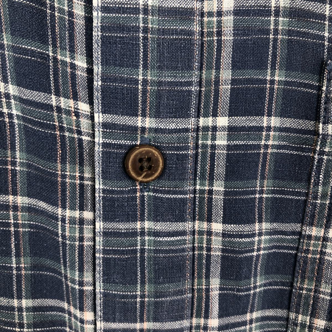 Patagonia 53139SP19 Check Pattern Short-Sleeve Hemp x Organic Cotton Shirt, Men's Size L (approx.) Organic cotton blue type Vintage Second Hand