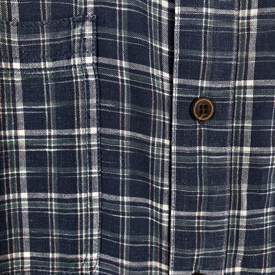 Patagonia 53139SP19 Check Pattern Short-Sleeve Hemp x Organic Cotton Shirt, Men's Size L (approx.) Organic cotton blue type Vintage Second Hand