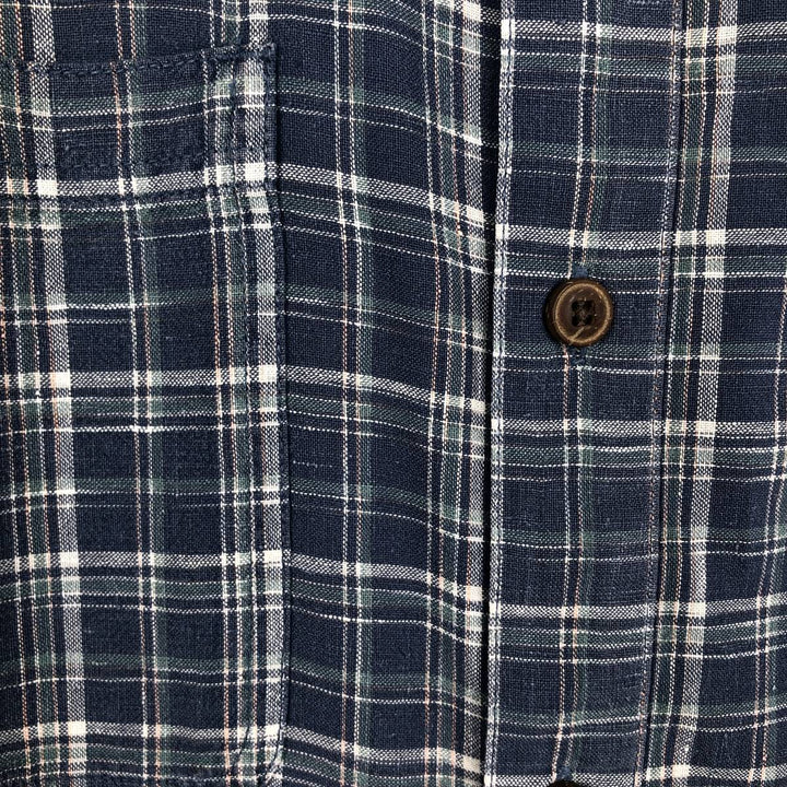 Patagonia 53139SP19 Check Pattern Short-Sleeve Hemp x Organic Cotton Shirt, Men's Size L (approx.) Organic cotton blue type Vintage Second Hand