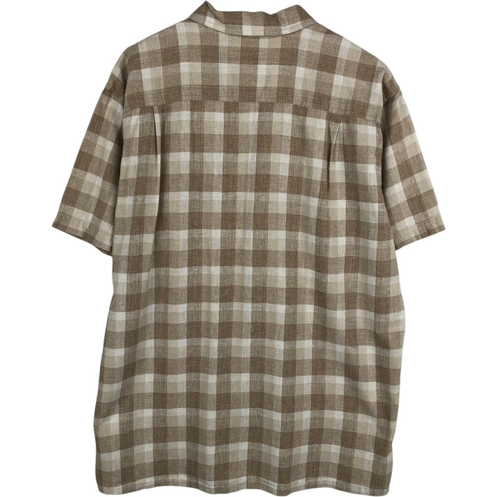 Patagonia 53138SP14 Check Pattern Short Sleeve Hemp x Organic Cotton Shirt, Men's XL (approx.) Organic cotton Beige type Vintage Second Hand