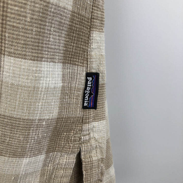 Patagonia 53138SP14 Check Pattern Short Sleeve Hemp x Organic Cotton Shirt, Men's XL (approx.) Organic cotton Beige type Vintage Second Hand