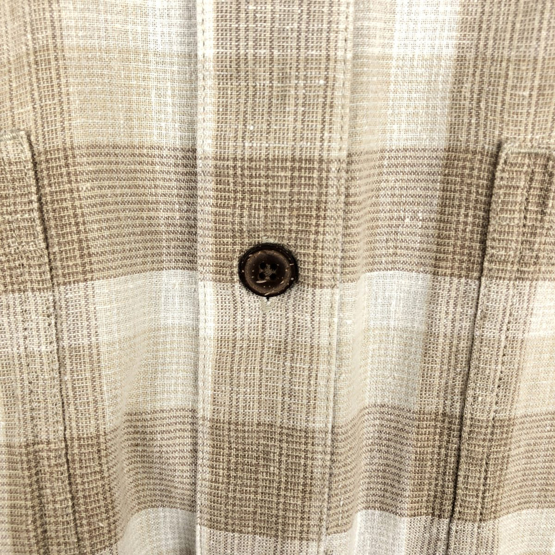 Patagonia 53138SP14 Check Pattern Short Sleeve Hemp x Organic Cotton Shirt, Men's XL (approx.) Organic cotton Beige type Vintage Second Hand