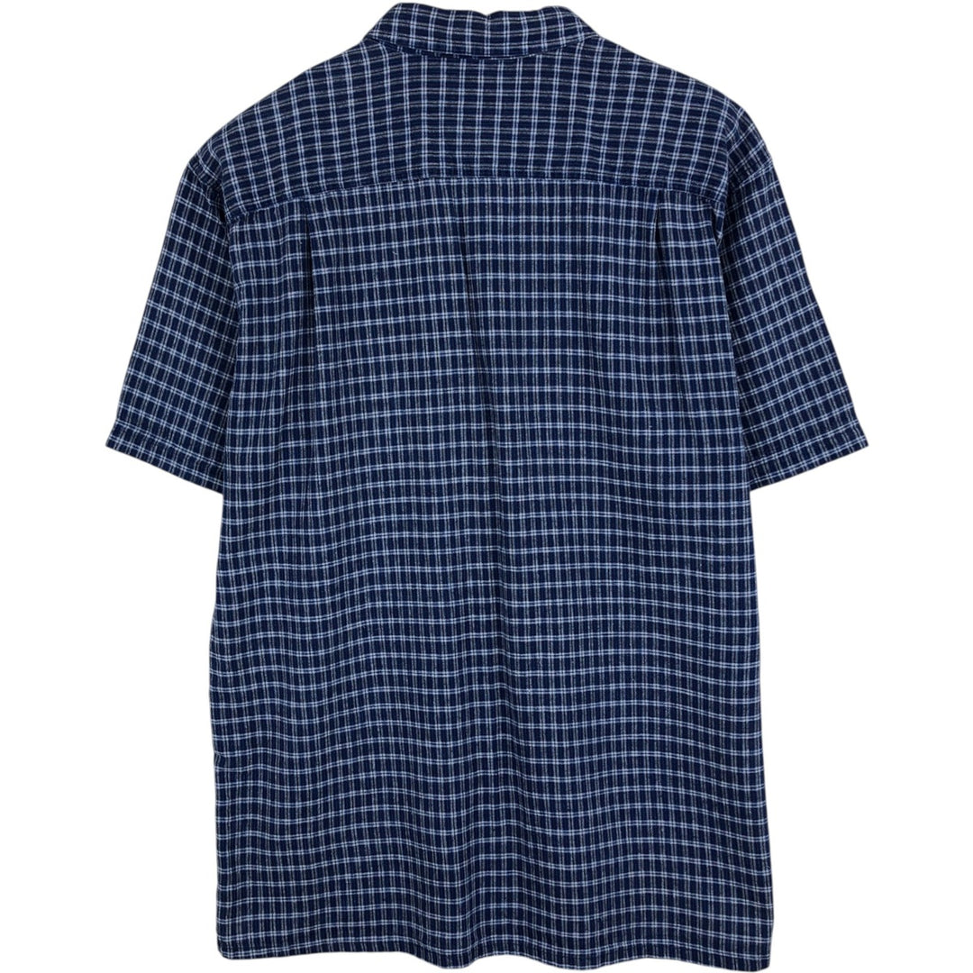 Patagonia 53138SP14 Check Pattern Short Sleeve Hemp x Organic Cotton Shirt, Men's Size L (approx.) Hemp blue type Vintage Second Hand