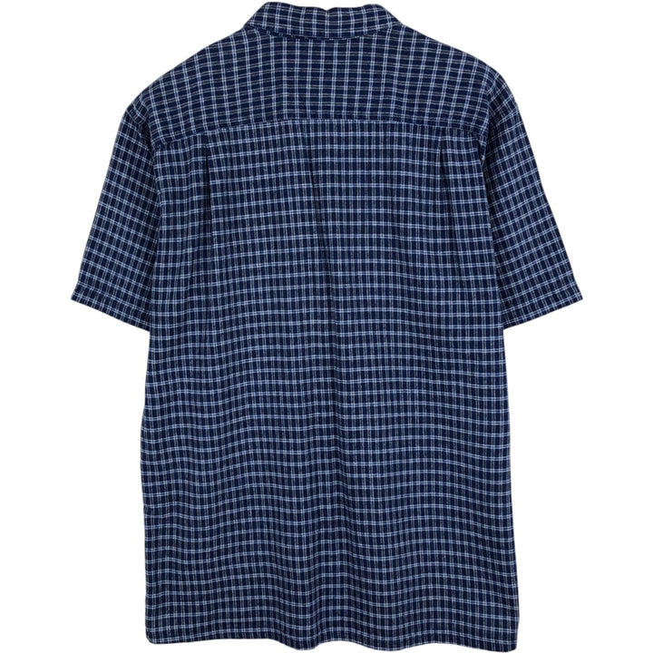Patagonia 53138SP14 Check Pattern Short Sleeve Hemp x Organic Cotton Shirt, Men's Size L (approx.) Hemp blue type Vintage Second Hand