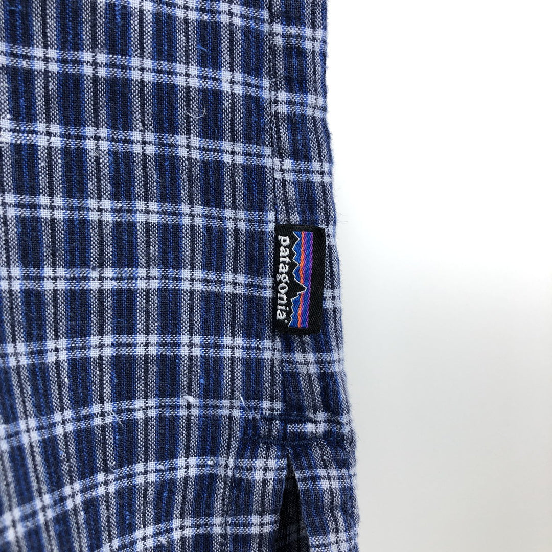 Patagonia 53138SP14 Check Pattern Short Sleeve Hemp x Organic Cotton Shirt, Men's Size L (approx.) Hemp blue type Vintage Second Hand