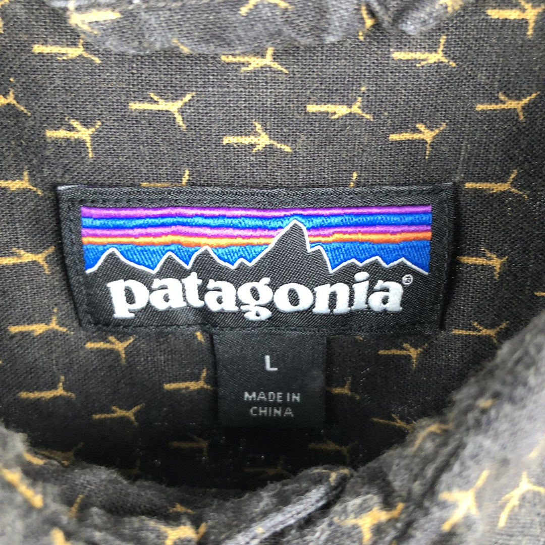 Patagonia 53139FA18 All-over print short-sleeved hemp x organic cotton shirt, men's size L (approx.) Hemp brown type Vintage Second Hand