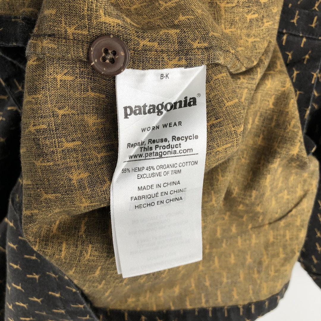 Patagonia 53139FA18 All-over print short-sleeved hemp x organic cotton shirt, men's size L (approx.) Hemp brown type Vintage Second Hand