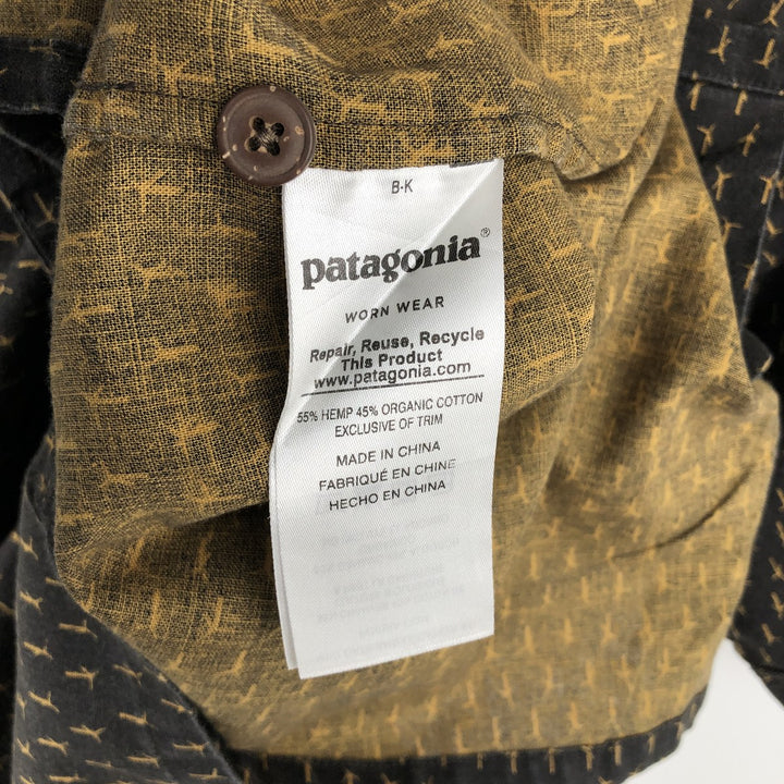 Patagonia 53139FA18 All-over print short-sleeved hemp x organic cotton shirt, men's size L (approx.) Hemp brown type Vintage Second Hand