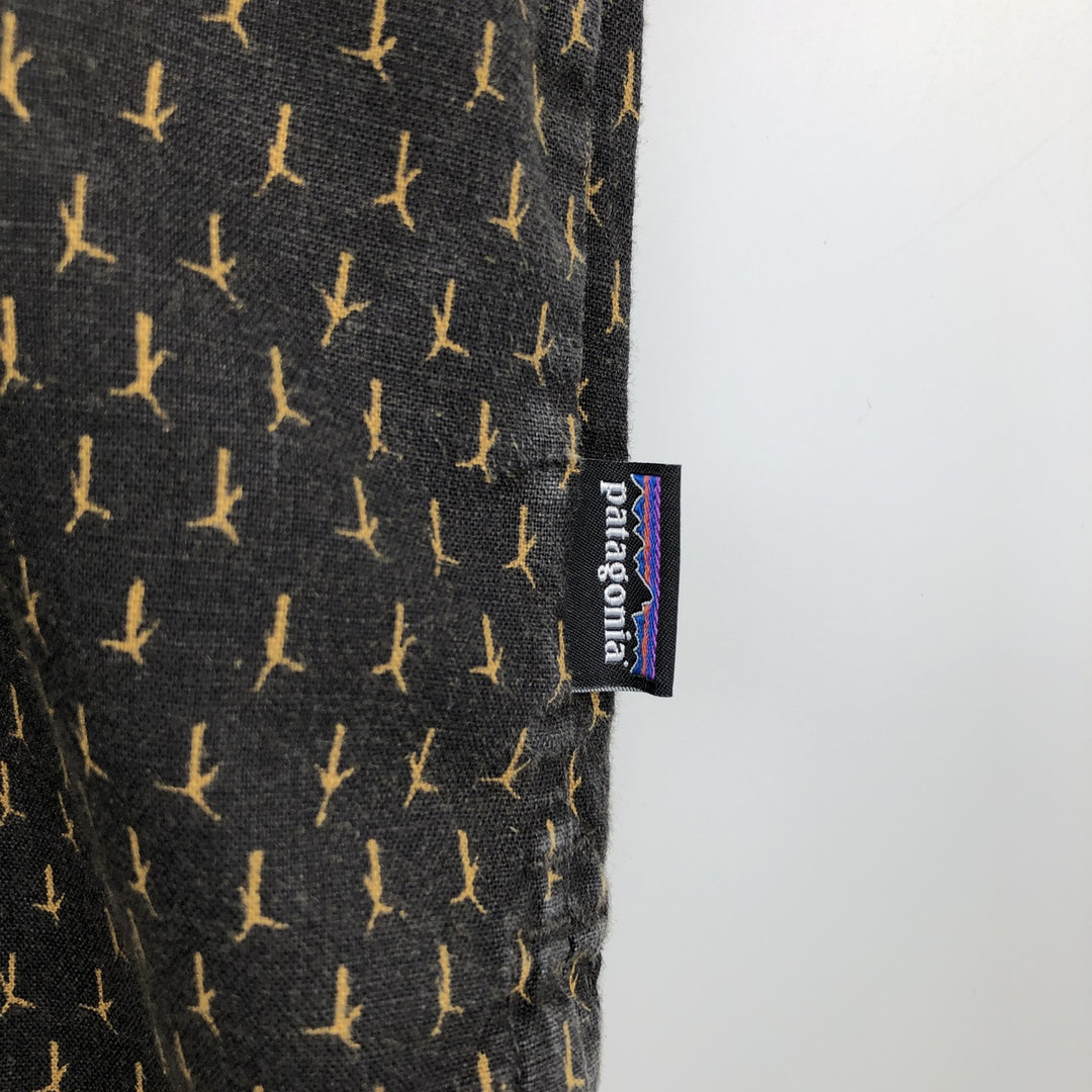 Patagonia 53139FA18 All-over print short-sleeved hemp x organic cotton shirt, men's size L (approx.) Hemp brown type Vintage Second Hand