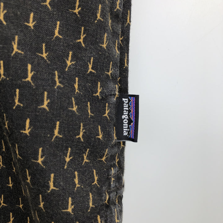 Patagonia 53139FA18 All-over print short-sleeved hemp x organic cotton shirt, men's size L (approx.) Hemp brown type Vintage Second Hand