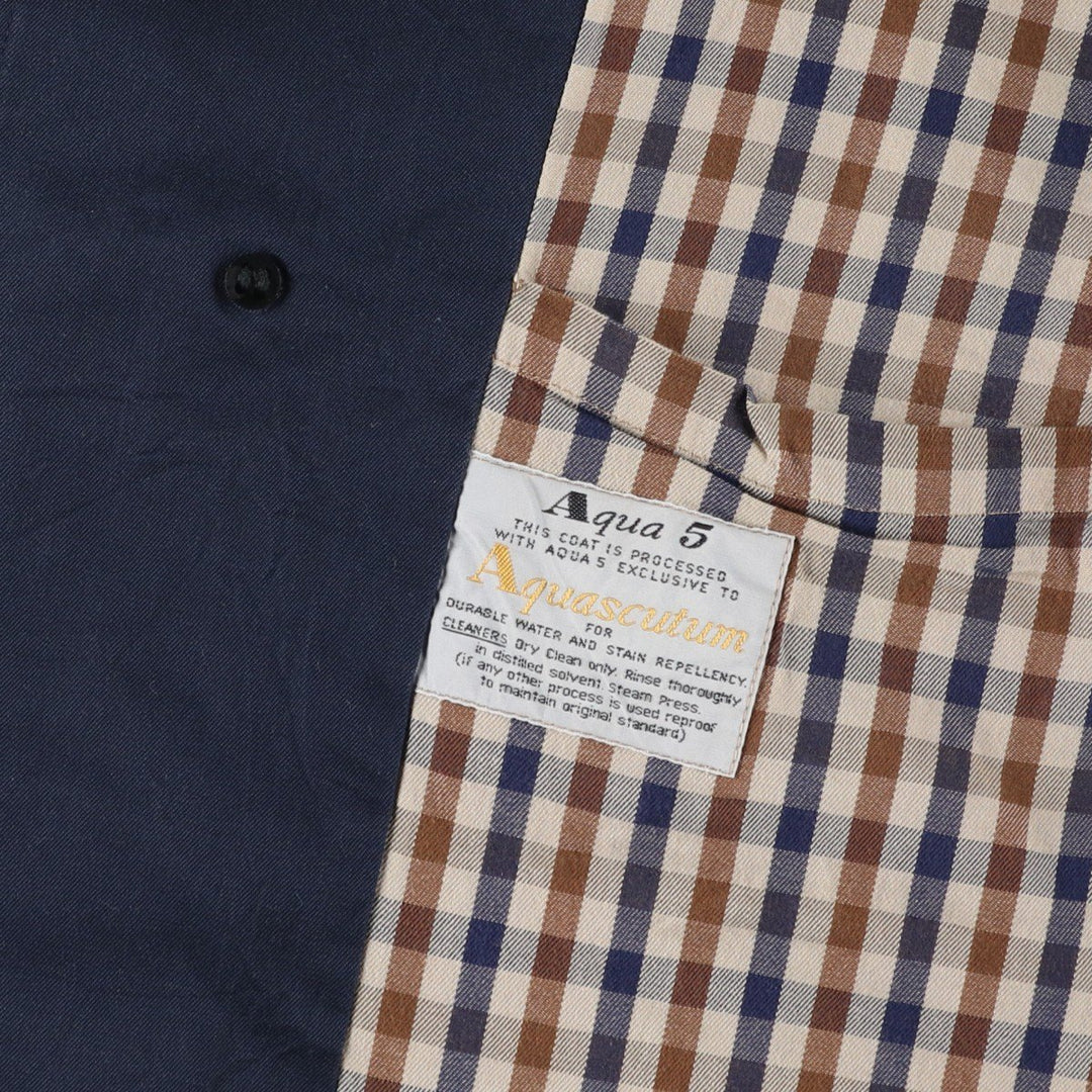 Aquascutum AQUA5 Trench Coat, Made in England, Men's Size XL (approx.) unclear navy blue type Vintage Second Hand