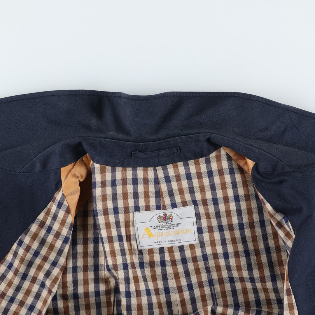Aquascutum AQUA5 Trench Coat, Made in England, Men's Size XL (approx.) unclear navy blue type Vintage Second Hand